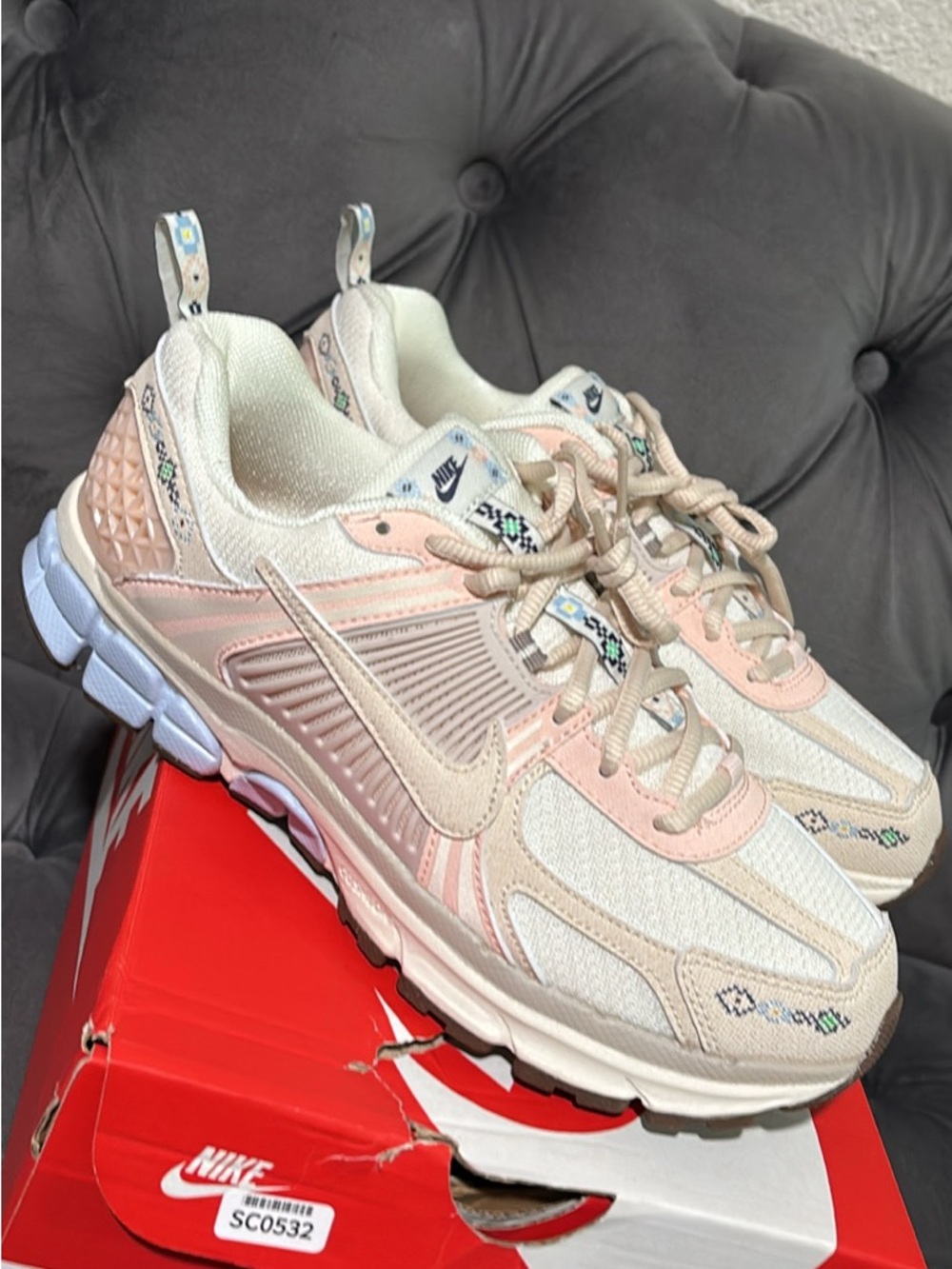 Nike Women’s Pink and Cream Low-Top Sneakers